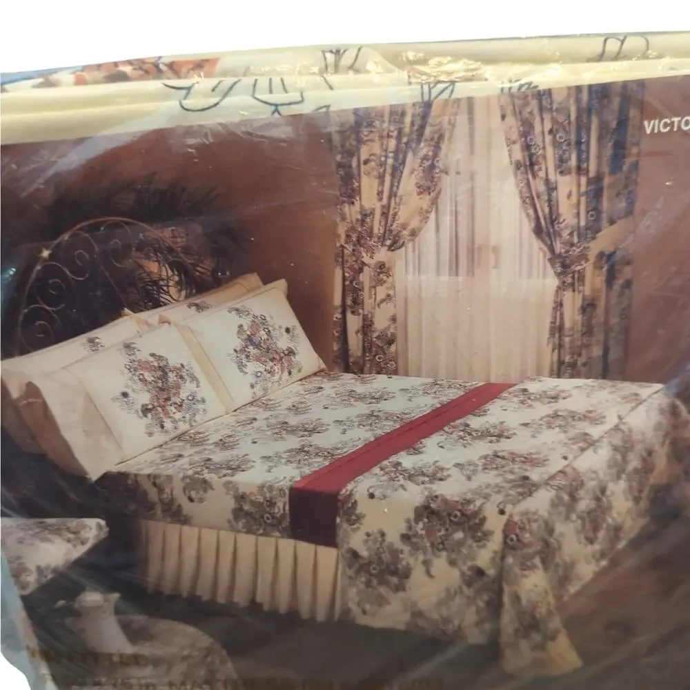 TASTEMAKER Vintage 1970s Floral Percale Victorian Bouquet Twin Fitted Sheet NEW